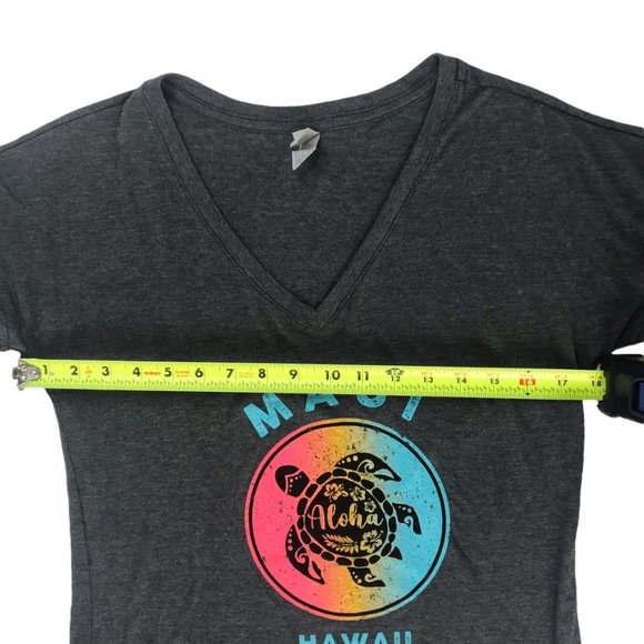SUN INTERNATIONAL T Shirt Gray Short Sleeve V Neck.  MAUI HAWAII Turtle Front M - Picture 7 of 7